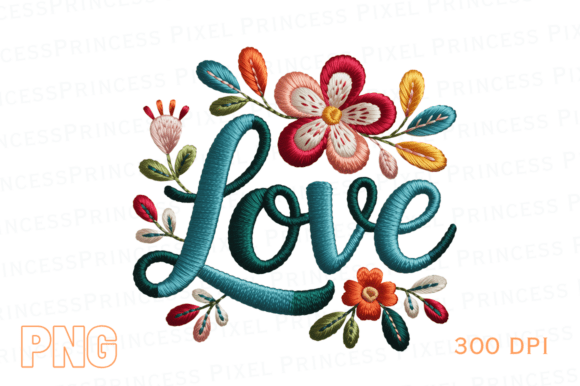 Valentineβs Day Floral LOVE Embroidery